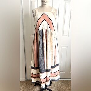 Square Neck sleeveless Midi Dress